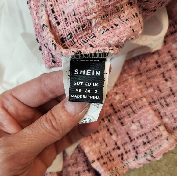 Pink Tweed Skirt With Shorts Shein XS Size 2 - Picture 5 of 8